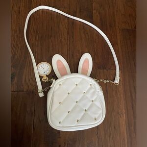 White rabbit Alice in wonderland crossbody purse